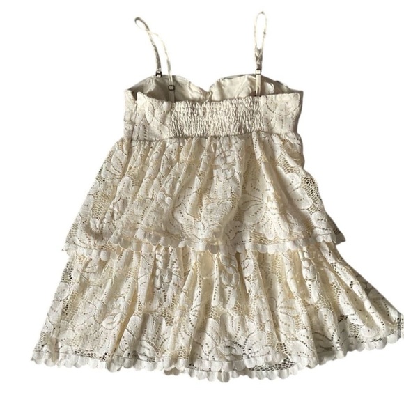 Anthropologie Maeve Tiered Lace Empire Ivory Mini Dress Size Medium NWT - Picture 5 of 12
